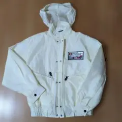 クリーム色 フード付きナイロンジャンバー