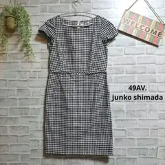 ジュンコシマダ 半袖ワンピース 美品 ギンガムチェック 大人可愛い 上品 L