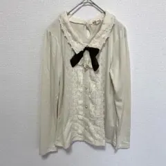 ✨美品✨axes femme レース襟 リボンデザイン カットソー キナリ Mのサムネイル