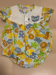 くま柄 派手 ベビー ロンパース 半袖 夏服 新生児 カバーオール