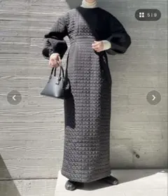 【美品】PERNA　キルティング タイトロングワンピース　サイズL PERNA（ペルナ）の「キルティング タイトロングワンピース（ワンピース