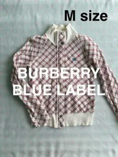 BURBERRY BLUE LABEL チェック柄 パーカーM 刺繍ロゴ 訳あり