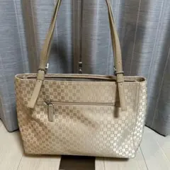 marie claireベージュ チェック柄 トートバッグ