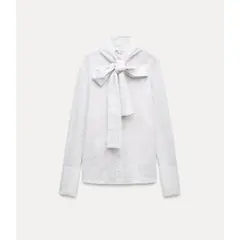 グラフチェック リボン ボウタイブラウス シャツ 2way