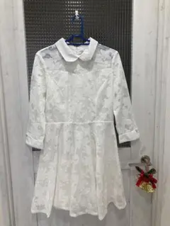 M*゜様 ホワイト レース 襟付き ワンピース XL