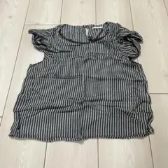 レトロガール　M トップス　半袖　　ストライプ　グレー