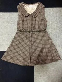ノースリーブ 襟付き チェック柄 ワンピース サイズ38 クリスマス