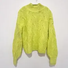 映えカラー✨アメリカンイーグル ケーブルニット ネオンイエロー ハイネック