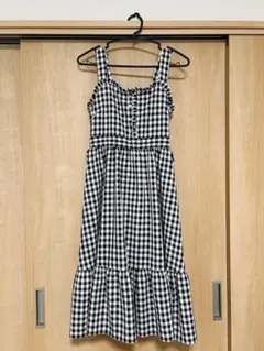 ⭐️美品⭐️シェリエット 黒ギンガムチェックワンピースのサムネイル