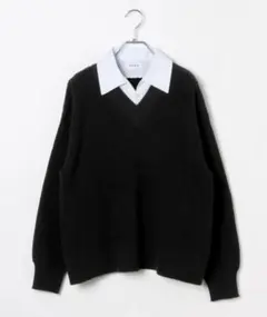 LEPSIM レプシィム 5ゲージドッキングカラーVニット ブラック