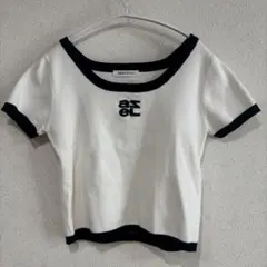 REDYAZEL ロゴ刺繍 配色リブサマーニット　ショート丈　アイボリー　Y2Kのサムネイル