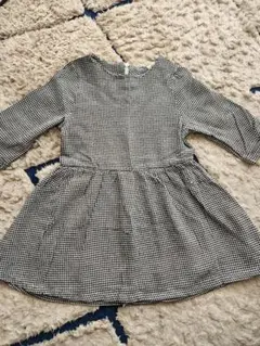 チェック柄 千鳥柄 七分袖ワンピース 100