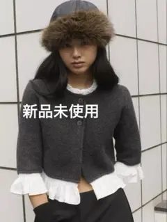 新品未使用 ZARA ザラ ポプリンコンビニットジャケット ダークグレー