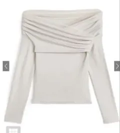 【新品タグ付き】チュールドッキングドレープオフショルダートップス[dk1511]