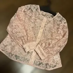 ingni 春色ピンク レース 長袖ブラウス