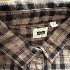 UNIQLO チェック柄 長袖シャツ ベージュ×ブラック S