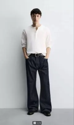 ZARA ザラ ステッチディテール フレアフィットデニムパンツ EU38