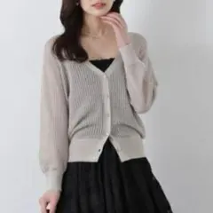 PROPORTION BODY DRESSING 透かし編みミドルカーディガンのサムネイル