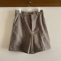ブラウン ヘリンボーン ハーフパンツ