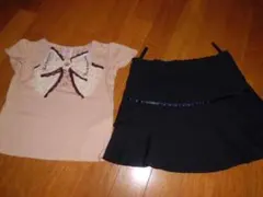 110女の子セットアップ★アクシーズファム半袖カットソー紺スカート★フォーマル