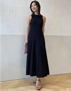 【未使用級】anuansアニュアンス ピンタック ストライプ ニットワンピース