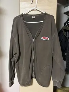 BARNS OUTFITTERS スウェットジップカーディガン　ブラウンLサイズ