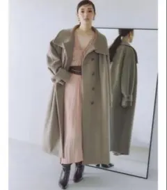 フレイアイディー　タックバルマカンロングコート　ベージュ 0 FRAY I.D