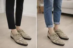 ヘビ柄レースアップシューズ