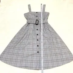 イング　ジャンパースカート　グレー　チェック　M 裏地付き