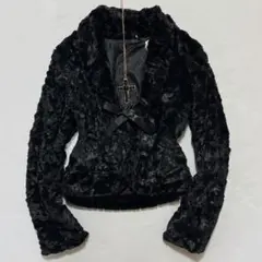 平成ギャルy2k 00s ダークコア ゴスロリ 森ガールフェイクファージャケット