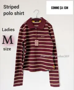 ◆ 新品 ◆ コムサイズム ■ ボーダー長袖 ポロシャツ■ Мサイズ ショート丈