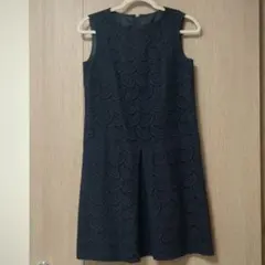 ANAYIネイビー レース ノースリーブ ワンピース 38 Msize