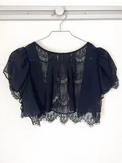 黒 レース ボレロ 半袖 コサージュ付き／結婚式／卒業式／フォーマル