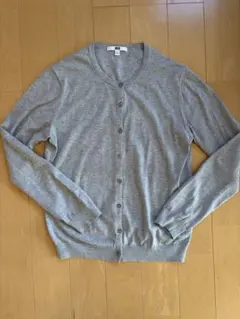 ユニクロ　コットンニットカーディガン　グレー　L