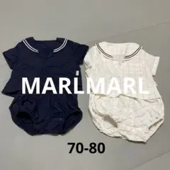 MARLMARL パドルロンパース グラフホワイト ネイビー　70-80