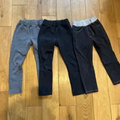 レギンス3点セット 110cm グレー ブラック ネイビー