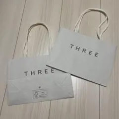 THREE ショップ袋 ショッパー 2枚セット 21cm×15cm×8cmのサムネイル