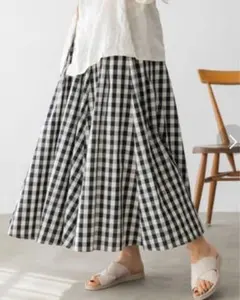 niko and ... チェック　ギンガム　モノトーン　ロングスカート　マキシ