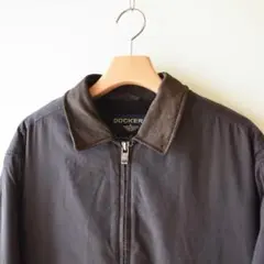 90s dockers ピーチスキン　襟レザー 切替　ブラック　スイングトップ