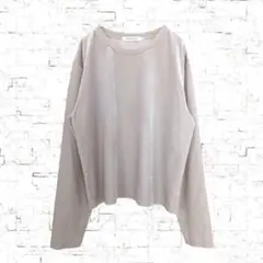 【アメリカンホリック】クルーネック　長袖 Tシャツ　光沢感あり　グレーベージュLのサムネイル