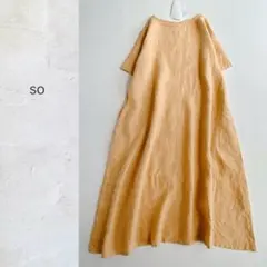 新品 タグ付き so ⿻ リネン Aラインワンピース ナチュラル フレア ルーズ
