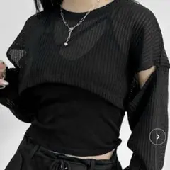 【LVEU.】カットアウトクロップドメッシュニットのサムネイル