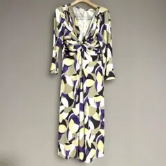 Kay me 9号　幾何学模様 長袖ロングワンピース