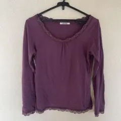 ナイスクラップ レーストリム付き長袖トップス パープル