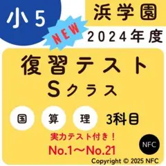 浜学園　小5 2024年度　復習テスト　Sクラス 3教科　実力、No.1〜21、 2026年最新】浜学園 小5 復習テスト sの人気アイテム - メルカリ