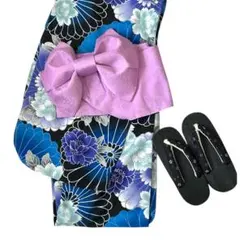 【美品】花柄　浴衣　セット　夏祭り　花火　ゆかた