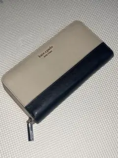 未使用自宅保管 Kate spade ケイトスペード 長財布 黒×ベージュ レザ