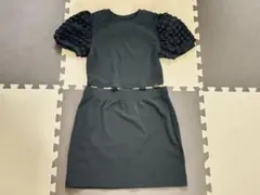 Shenブラック パフスリーブ セットアップ