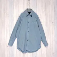 【m.f.editorial】長袖 ワイシャツ チェック柄 ブルー オフィス L