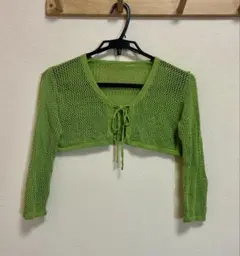 メッシュ編みクロップドカーディガン